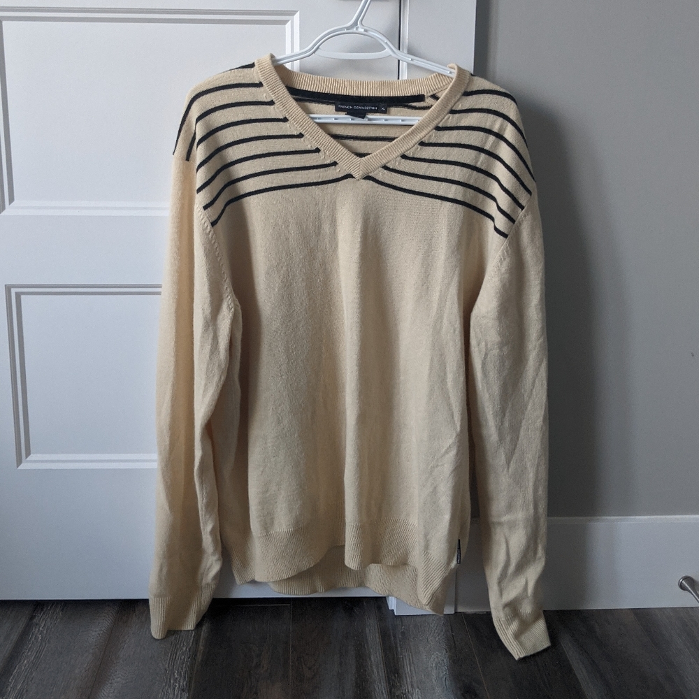 French Connection Stripped V-neck Sweater